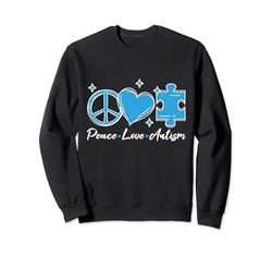Peace Love Autism Awareness Acceptance Adult Men Women Kids Sweatshirt