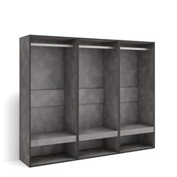Skraut Home | Open Kledingkast | Inloopkast, kledingrek | 180x145x35 cm | Voor slaapkamer, kamer | Kleren, Schoenen | Moderne stijl | Cement