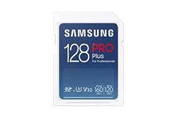 Samsung PRO Plus SD-geheugenkaart, 128GB SD Kaart SDXC UHS-I U3 160MB/s Full HD & 4K UHD geheugenkaart, MB-SD128K/EU