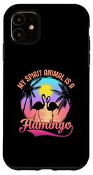 Carcasa para iPhone 11 Mi animal espiritual es un flamenco Sunset Beach Flamingo Beach