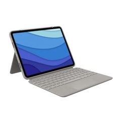 Logitech Combo Touch Custodia con Tastiera per iPad Pro 11 pollici (1a, 2a, 3a gen - 2018, 2020, 2021), Tastiera Retroilluminata Rimovibile, Layout Internazionale QWERTY - Sabbia