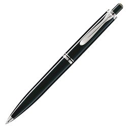 Pelikan K405 Bolígrafo Souverän con detalles plateados, negro, en caja de regalo