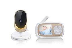 Motorola Comfort C40 video-babyfoon met zoom, Wi-Fi, 2,8-inch kleurenscherm, nachtzicht, 2-weg audio, en temperatuursensor, wit