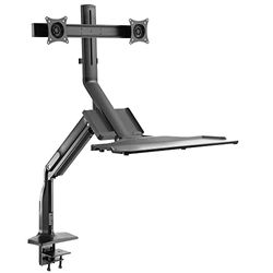 RICOO Monitorhouder voor 2 monitoren, monitorhouder, tafel, gasdrukveer voor 13-27 inch VESA tafelhouder, monitorarm TS6411 arm, beeldschermhouder, armen voor computermonitoren
