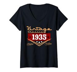 Mujer Decoraciones vintage de 89 cumpleaños vintage 1935 89 cumpleaños Camiseta Cuello V