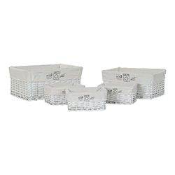 Basket (set) made of wicker and polyester, white, 48 x 38 x 22 cm (reference: DC-179926)