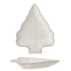 Bloomingville Assiette de service d'hiver en forme de sapin de Noël 22 x 17 cm