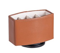 Maximex Organizador giratorio con 4 compartimentos para mandos a distancia, poliuretano, 15 x 11 x 9 cm, color marrón