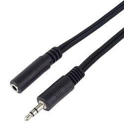 PremiumCord Cabo de extensão Jack de 3,5 mm, jack de 3,5 mm, macho a fêmea, cabo de extensão de áudio auxiliar para auriculares, lindado, cor preta, comprimento 2 m