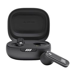 JBL Live Flex Auricolari Wireless Bluetooth, Design Open-Ear Resistente ad Acqua e Polvere IP54, Cancellazione Adattiva del Rumore, 6 Microfoni, Surround, fino a 40 h di Autonomia, Nero