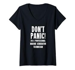 Womens Marine Generator Technician V-Neck T-Shirt