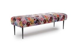 CAVADORE Sofás, Madera de ingeniería Metal Poliéster, Jacquard Tejido Plano Rosa/Rojo, 2,5-Sitzer