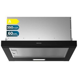 Cecotec Campana Extractora Telescópica 60 cm Bolero Flux TLM 603500 Black A. Motor 70W, Potencia Succión 350m3/h, Control Mecánico, 2 Niveles de Potencia, Luz y Filtro de Carbono, Acabado Negro