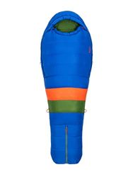 Marmot Sawtooth Long X Wide, Saco de dormir tipo momia para adulto, relleno de pluma de 650, ligero y cálido, 198 cm, hasta -28°, Dark Azure/Folliage, 198 cm