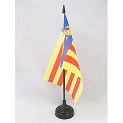 AZ FLAG Drapeau de Table Valence statut de Benicàssim 21x14cm - Petit Drapeaux DE Bureau Senyera Valencia indépendentiste - Communauté valencienne 14 x 21 cm