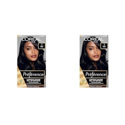 L'Oreal Paris Preference Hair Dye, Long Lasting, Luminous Permanent Hair Colour, 1, Napoli (Pack of 2)