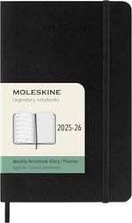 Moleskine Weekly Planner 2025-2026, Agenda Semanal 18 Meses Con Espacio para Notas, Tapa Suave y Cierre Elástico, Formato Pocket 9 x 14 cm, Color Negro