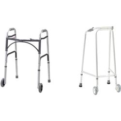 NRS Healthcare Lightweight Height Adjustable Folding Walking Frame with Wheels & Ultra Narrow Walking Frame (Wheeled) N73223 Adjustable Height - Medium (Eligible for VAT Relief in The UK)