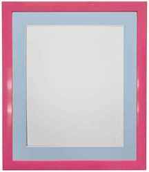 FRAMES BY POST Cadre Photo 1,9 cm Rose avec Contour Bleu A3 Taille d'image A4 Verre Plastique