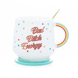 Boxer Gifts Bad B*tch Energy Rainbow Themed Mug Set | Funny Novelty Gift for Her