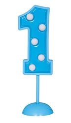 Unique Party 37041 Blauw Nummer 1" Polka Dots Cake Topper 1 St, Leeftijd 1