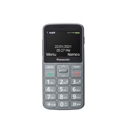 Panasonic KX-TU160EXG eenvoudig te bedienen mobiele telefoon, SOS-knop, grote toetsen met achtergrondverlichting, compatibel met hoofdtelefoon, lange levensduur, Bluetooth (grijs)