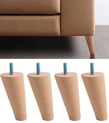 IPEA 4 Patas para Muebles y Sofás de Madera – Tornillo M10 - Fabricado en Italia – Inclinados con Forma de Cono - Juego de 4 Patas de Madera para Armarios y Sillones – Altura 120 mm – Color Natural