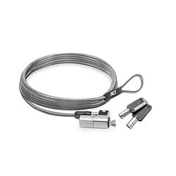 ACT Laptop lock security cable 2m, Keyed cable, Nano slot notebook lock, Swivel lock head, Laptop lock HP, Portable anti-theft cable - AC9030