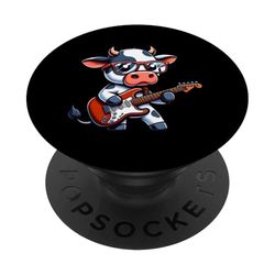 Vaca Cool Guitarra Eléctrica Con Gafas PopSockets PopGrip Adhesivo
