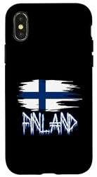 Carcasa para iPhone X/XS Diseño de bandera de estilo nórdico antiguo de Finlandia