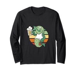 Pesce Che Tiene Bicchiere Di Birra Maglia a Manica
