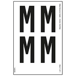 Feuille de lettre M – 23 mm de hauteur – 300 x 200 mm – Vinyle autocollant