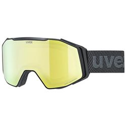 uvex gravity FM, Skibril Unisex-Volwassene, black matt/yellow-orange, one size