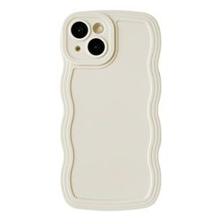 Caseative Marco de Onda rizada de Color sólido Suave Compatible con Funda para iPhone (Blanco, iPhone 13 Pro MAX)