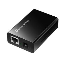 TP-Link 802.3at/af Gigabit PoE Injector , sem PoE to PoE Adapter, supplies up to 15,4 W, indicador LED, plug & play, desktop/wall-mont, distância de 100 m, preto (TL-PoE), 150p