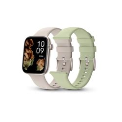 SPC Smartee Duo 2 - Smartwatch smartklocka med utbytbart armband, 1,78 tum AMOLED-skärm, 7 dagars stort batteri, 100 sport, IP68, Bluetooth-samtal, Android och iOS, färg beige/grön