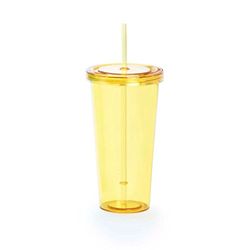 eBuyGB Smoothie Tumbler with Straw, Yellow, 680 ml