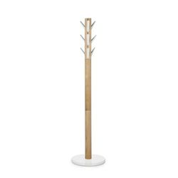 Umbra Flapper Cabide com 9 ganchos rebatíveis, madeira de borracha, branca/natural, 40 x 40 x 169 cm