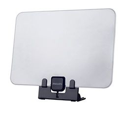 PHILIPS Antena de TV - antena amplificador de sinal interior, receção multidirecional 48 db, 4 G/gsm, instalação fácil, com filtro de redução de ruído, design plano. (cor preto, cinzento)