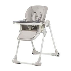 Kinderkraft YUMMY Cadeira alta para bebé, poltrona infantil, cadeira infantil, publicultura, refeições para bebé, dobrada, com bandeja, apoio para os pés, ajustável, nascimento, 15 kg, cinzento