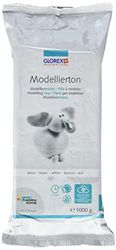 Glorex 6 1780 712 - Argilla da Modellare, 1 kg in Bianco, Argilla da Modellare pronta per l'uso, indurente all'Aria, Naturale, Morbida ed Elastica, verniciabile Dopo l'essiccazione