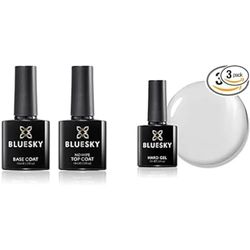 Bluesky Gel Nail Polishes, No Wipe Top Coat and Base Coat and Hard Gel, Builder Gel and Strengthener Gel for Hard, Strong Nails, Clear, 10 ml (Requires Curing Under LED or UV Lamp)