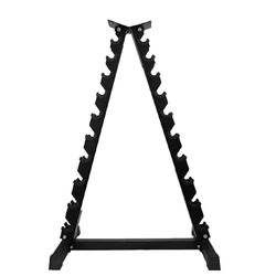 Piramidevormige halterhouder van staal, ruimtebesparend, verticaal, robuust, home gym