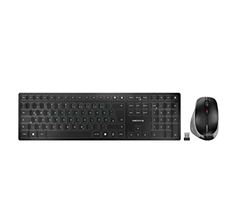 CHERRY DW 9500 SLIM, Set di Tastiera e Mouse Senza Fili, Layout per la Germania (QWERTZ), Connessione Bluetooth o Wireless, Design piatto, Ricaricabile, Mouse Ergonomico per Destrimani, Nero-Grigio