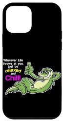 Funny Saying of cute lizard - Relax and Chill Case for iPhone 12 mini