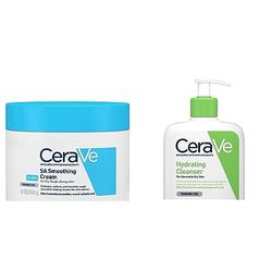 CeraVe SA Smoothing Cream for Rough and Bumpy Skin 340g & Hydrating Cleanser for Normal to Dry Skin 473ml with Hyaluronic Acid & 3 Essential Ceramides