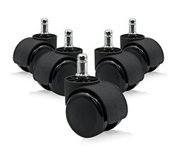 Lot de 5 roues pivotantes en caoutchouc pour chaises de bureau et gaming. Roues pour tout type de sol résistant jusqu'à 150 kg de charge Taille 11 mm de diamètre - Ofituria (3 lots)