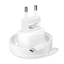 Caricatore per iPhone 20W Rapido [Certificato MFi] PHONIX Italia - Caricabatterie per iPhone 14 13 12 11 Pro Max Mini XS XR X 8 SE - Caricatore per Apple + Cavo Ricarica Type C/Lightning