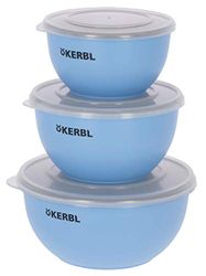 Kerbl Maxi-Pet 80528 - Juego de Cuencos de Acero Inoxidable con Tapa (550 ml, 900 ml y 1200 ml), Color Azul