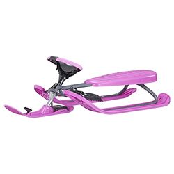 STIGA Snowracer Curve – Luge avec Volant, Frein et Ski Incurvé – pour Enfants et Adultes – Cadre en Acier Solide – Facile à Manœuvrer – Poids Max 90 kg